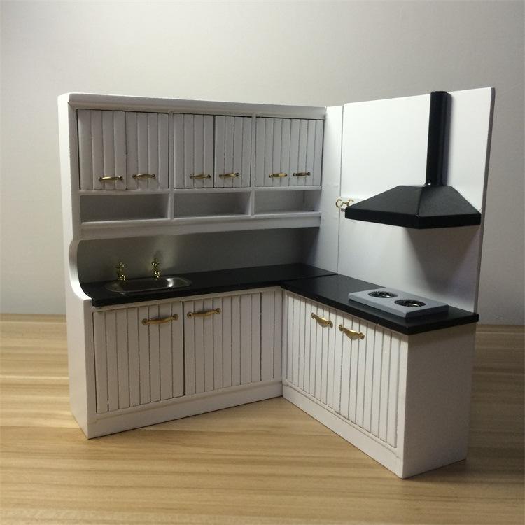 ドールハウス ミニチュア家具 キッチン 白樺製 無地 モダン シンプル