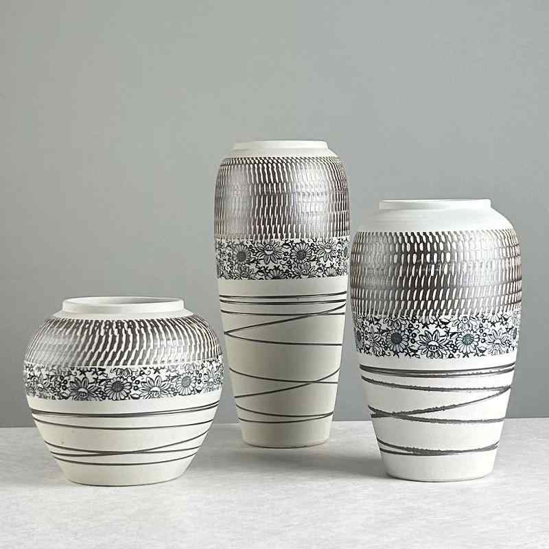 花瓶 陶器 焼き物 フラワーベース 和風 侘寂風 レトロ 水耕栽培 卓上 茶室 インテリア オブジェ エントランス 高級感