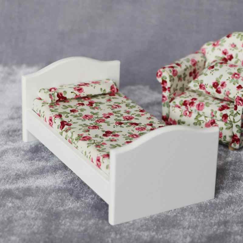 ドールハウス ミニチュア家具 ベッド 子供用ベッド シングルベッド 密度板 欧風 寝室模型 ホワイト