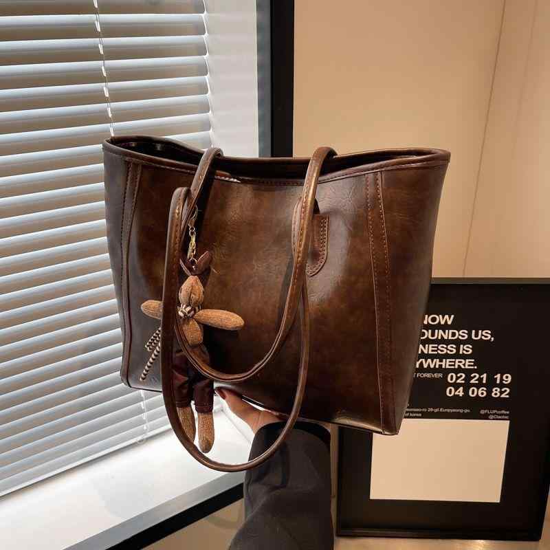 トートバッグ レディース ミニ PU 無地 韓国 ファッション 大容量 通勤 普段使い