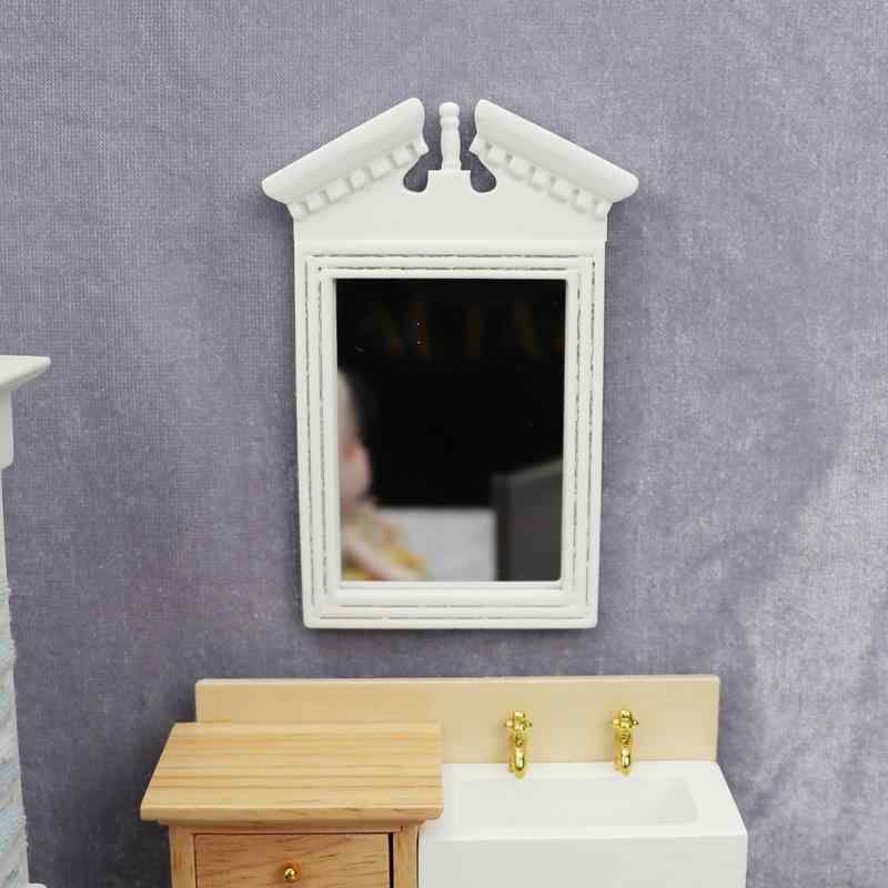 ドールハウス ミニチュア家具 浴室装飾 白い鏡 モデル 木製 ヨーロピアン