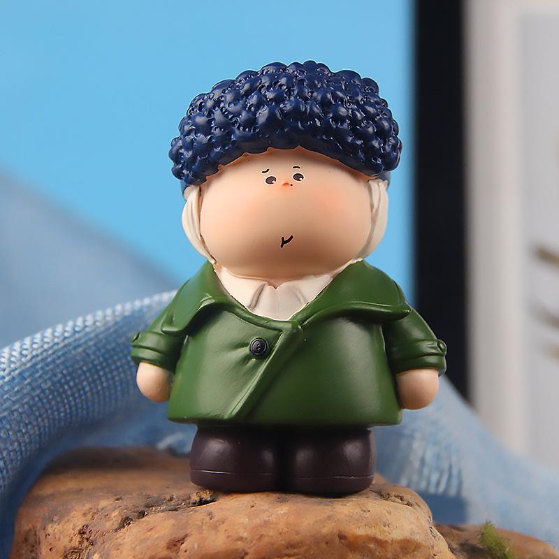 置物 オブジェ かわいい 月半アーティスト カートゥーン レジン製 樹脂製 卓上 車載 デスク 飾り ギフ..