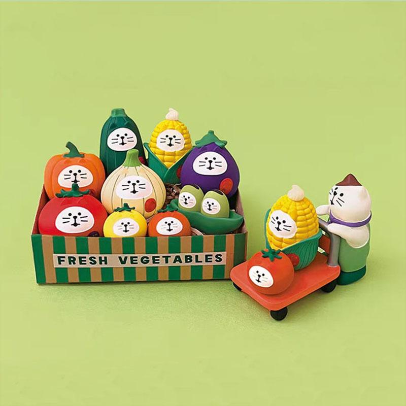 猫 置物 オブジェ フルーツ 猫 ZAKKA DIY ミニ トマト ナス トウモロコシ 樹脂工芸品