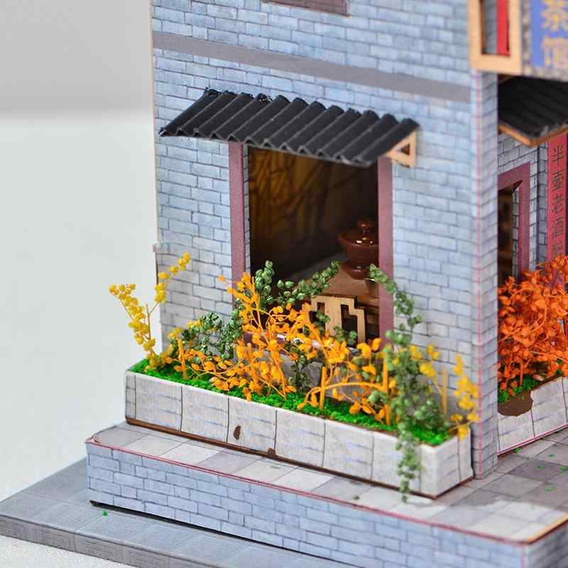 ミニチュアハウス 手作り DIY キット 中国風 古風 組み立て式 ハウス 模型 北京茶館 木製