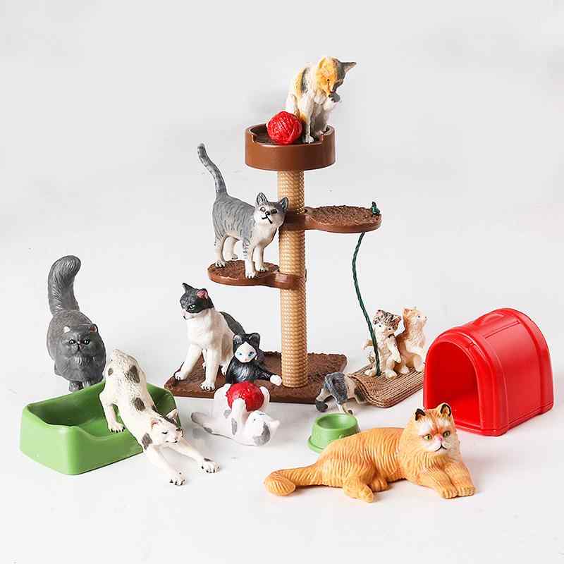 おもちゃ 子供用 知育玩具 シミュレーション ミニ 猫 登山 フレーム セット 砂遊び モデル 動物 家禽 ..