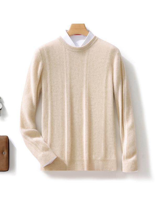 ニット メンズ 男性用 セーター ウール100% 丸首 秋冬 厚手 防寒 暖かい リブ 裾 ゆったり ビッグシル..