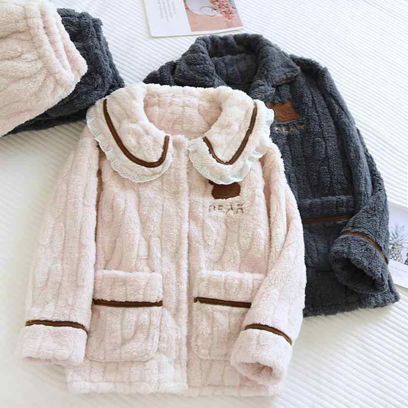 パジャマ 秋冬 レディース メンズ フランネル 厚手 ルームウェア 上下セット あったか 暖かい 長袖 長ズボン ポリエステル 部屋着 寝巻き シンプル リラックス ゆったり ミディアムグレー オフホワイト