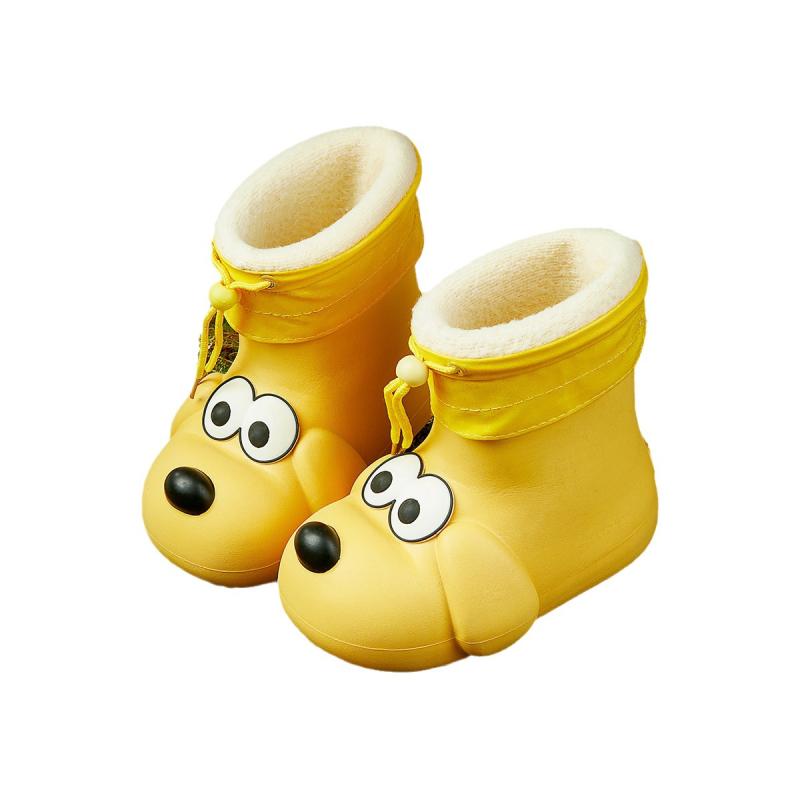 雨靴 キッズ 子供用 中筒 加絨 春秋冬 小熊柄 かわいい ベビー 水靴 黄色 ピンク系 カーキ(4)