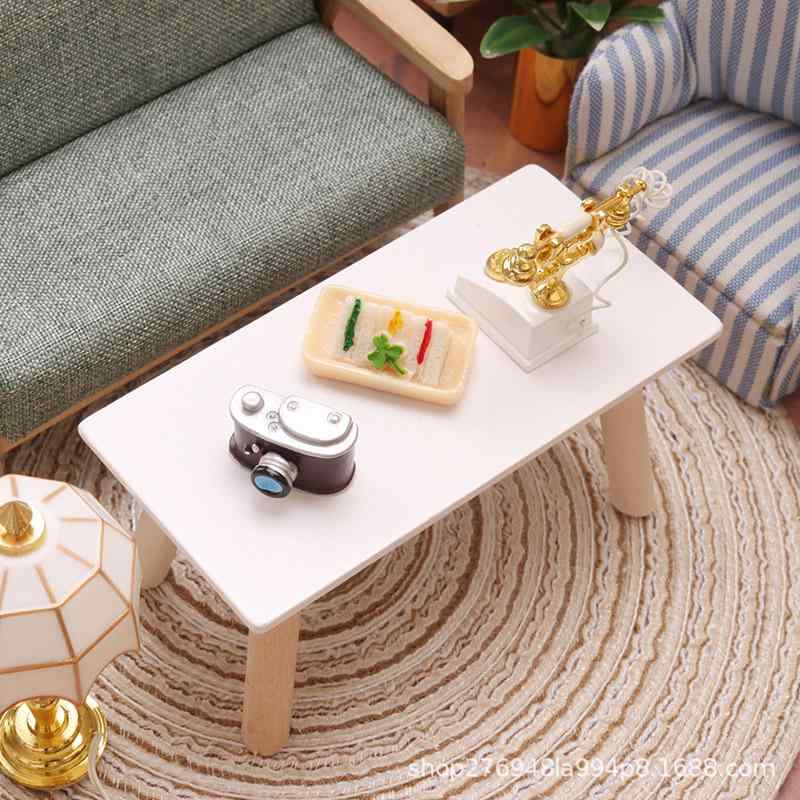 ドールハウス ミニチュア 家具 テーブル ティーテーブル 模型 木製 原木脚 人形 1/40 スケール DIY