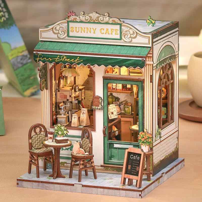 ミニチュアハウス ドールハウス 手作り DIY キット セット 組み立て式 模型 sweets shop cafe 木制 知..