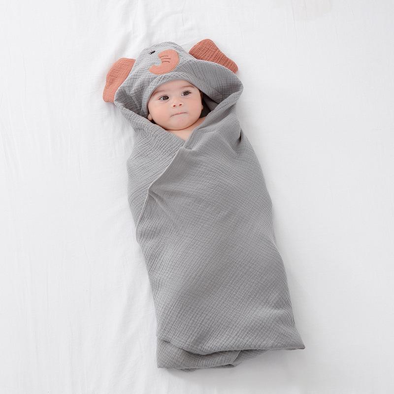 ベビー キッズ バスローブ 吸水 速乾 フード付き 綿100% ガーゼ 男の子 女の子 お風呂 プール グレー ..