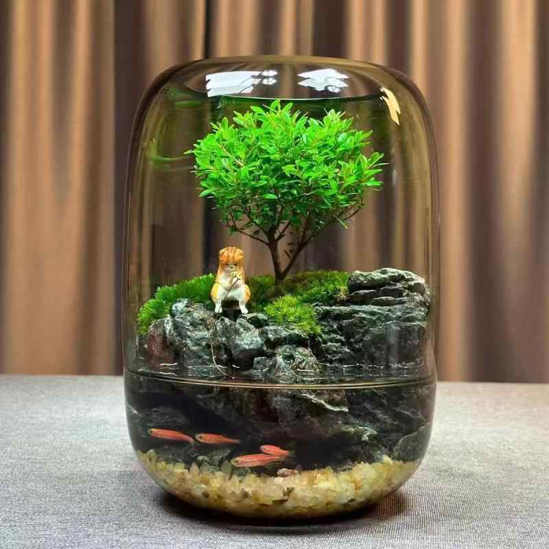 花瓶 ガラス 花器 テラリウム 水耕栽培 観葉植物 金魚鉢 オブジェ デスク リビング 寝室 玄関 卓上 ガラス製 シンプル モダン 北欧風 インテリア 雑貨 癒し