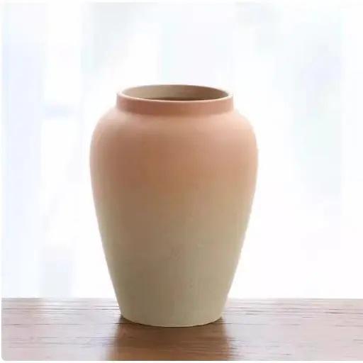 花器 大口径 素焼き 陶器 水栽培 花瓶 陶罐 復古風 インテリア ドライフラワー 生花 モダン シンプル 陶芸