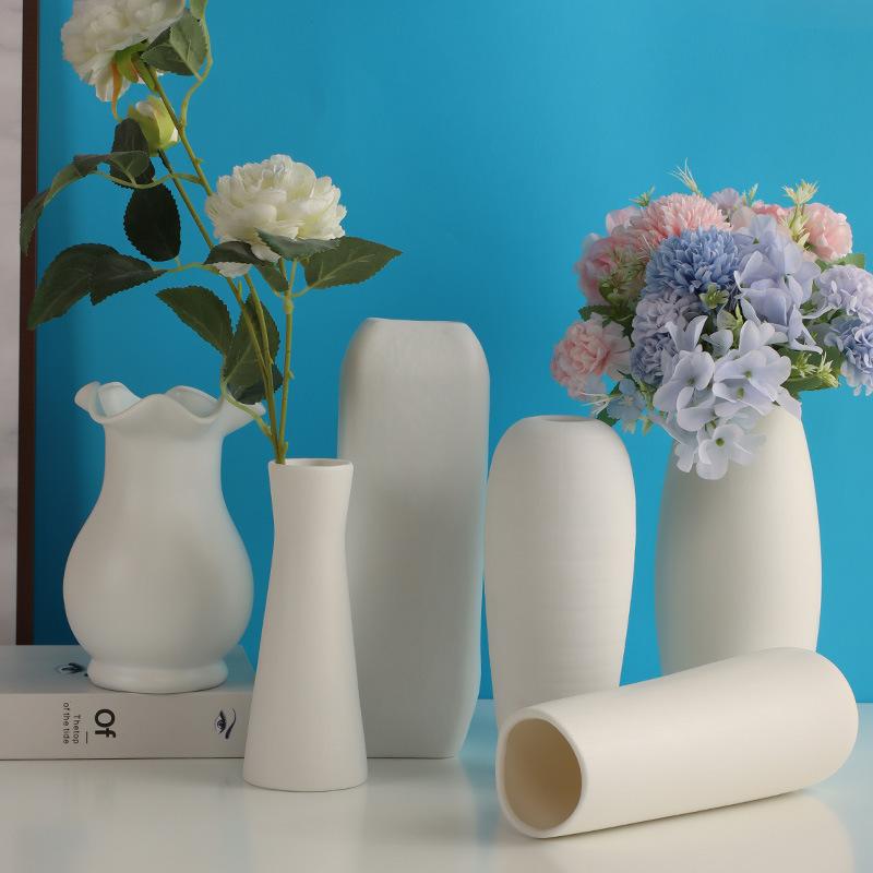 花瓶 白陶製 フラワーベース 現代 陶器 一輪挿し ドライフラワー 花器 リビング 玄関 オブジェ 飾り