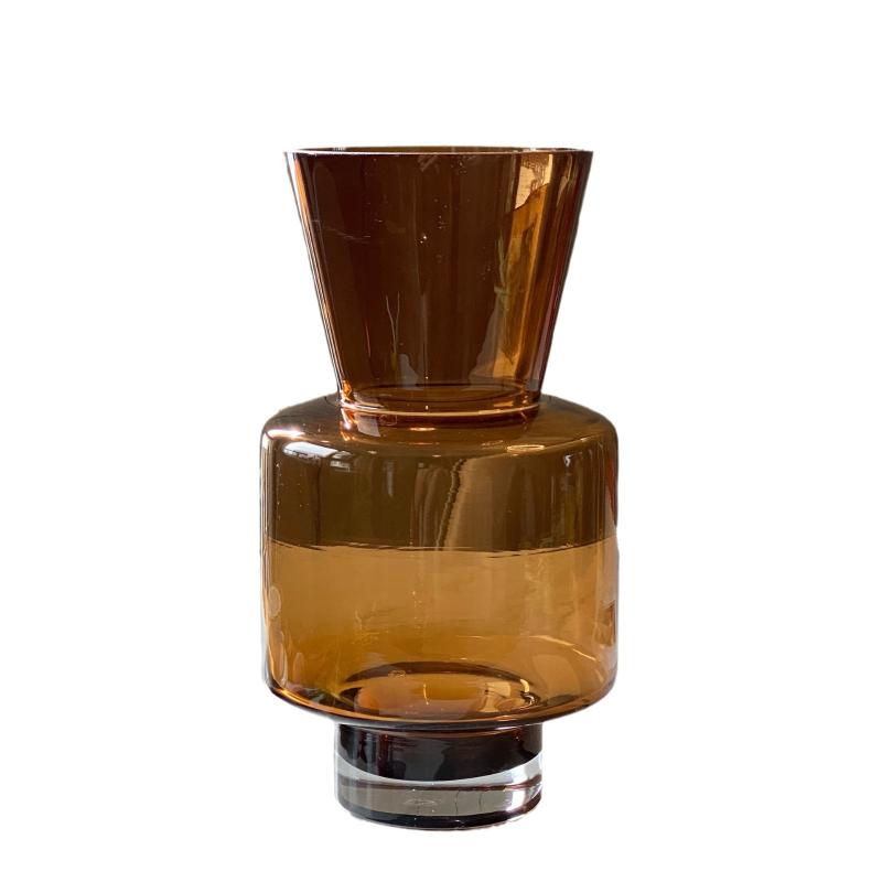 花瓶 ガラス花瓶 インテリア 琥珀色 モカブラウン レトロ調 シンプル 手作り リビング ダイニング テーブル 飾り