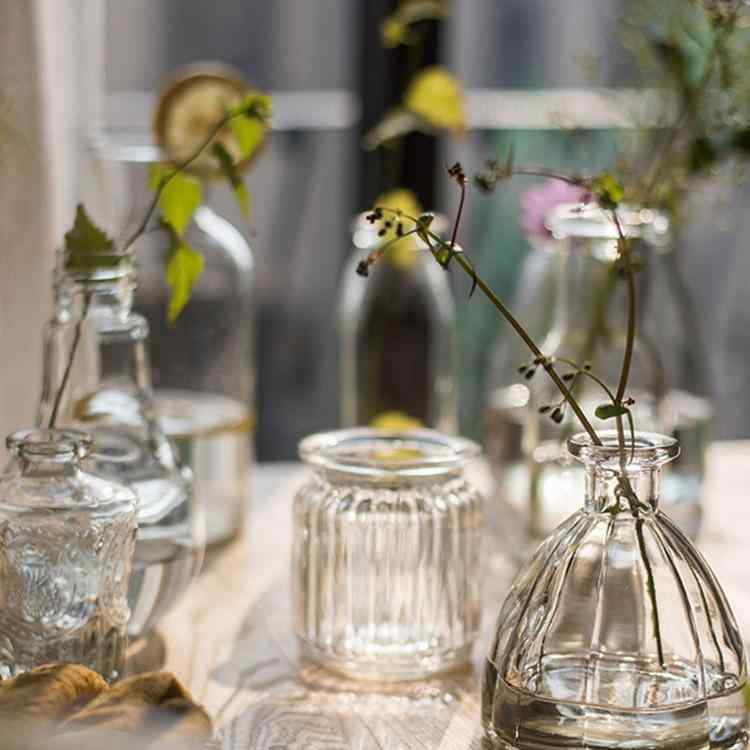 花瓶 ガラス花瓶 ミニ花瓶 フラワーベース インスタ風 フレンチスタイル 透明 水栽培 卓上 インテリア..