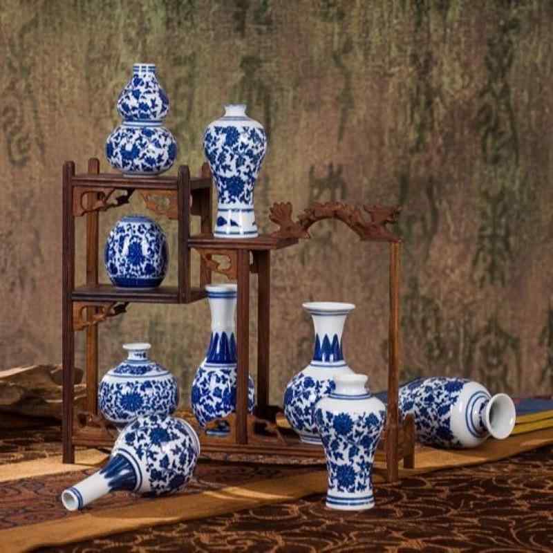花器 小口 景徳鎮 陶磁器 青花 ミニ 小さい 家の装飾 インテリア 高級感