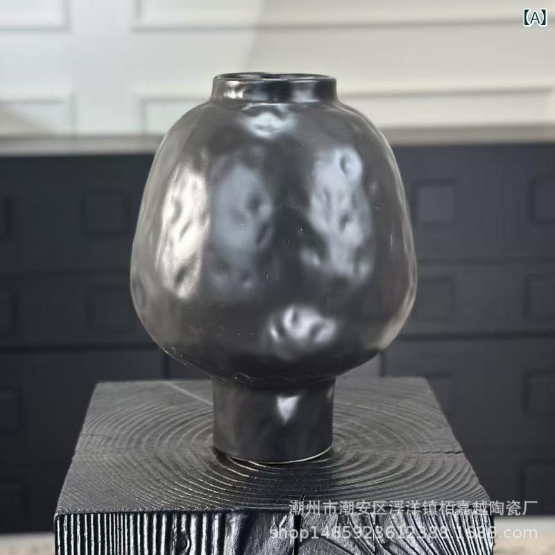 花瓶 陶器 侘寂風 フラワーベース オブジェ 置物 リビング 寝室 ディスプレイ インテリア ブラック ホワイト系