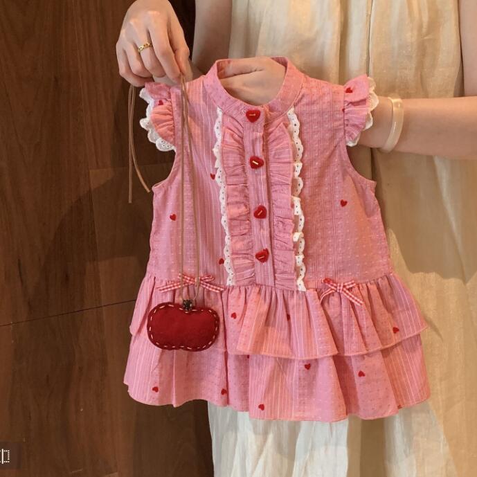 ワンピース キッズ 女の子 夏物 子供 ベビー プリンセス ドット柄 かわいい ノースリーブ チュニック A..