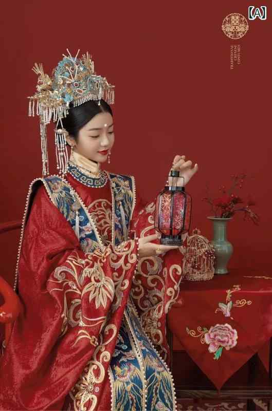 チャイナドレス レディース 秀禾服 明制 結婚式 ウェディングドレス 高級感 ブライダル 婚礼衣装 中国風 ポリエステル