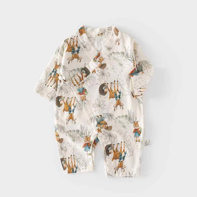 ベビー服 ロンパース 春夏 長袖 薄手 綿100% 紗布 新生児 乳幼児 カバーオール パジャマ 部屋着 かわい..