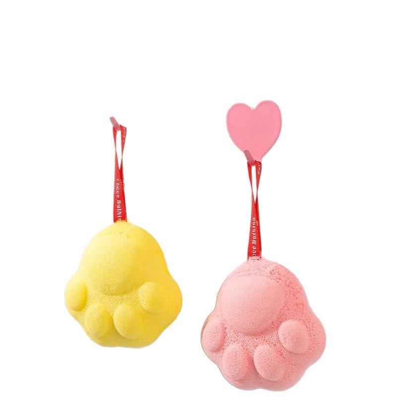 ベビー 赤ちゃん用 沐浴スポンジ こんにゃくパフ 子供用 ボディスポンジ 猫爪デザイン 厚手タイプ ピン..