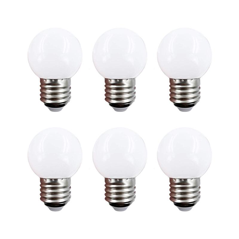LED電球 消費電力1W 50lm 口金E26 G45 昼白色5000K 小型電球 シャンデリア 10W形相当 6個入 省エネ 電気代節約 ミニボール タイプ 看板球 ボール電球 防雨型 G型タイプ