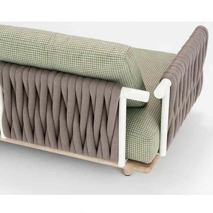 屋外用家具 二人用寝椅子 六角ソファ 籐編み ラタン 庭 テラス用 アッシュ材 複数人掛け アウトドア家..