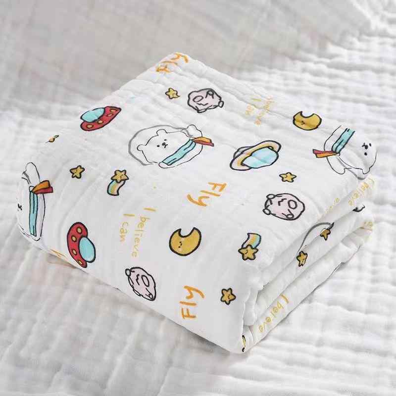 ベビー 高密度 6重 ガーゼケット おくるみ コットン100% 吸水性 柔らかい ブランケット かわいい イラ..