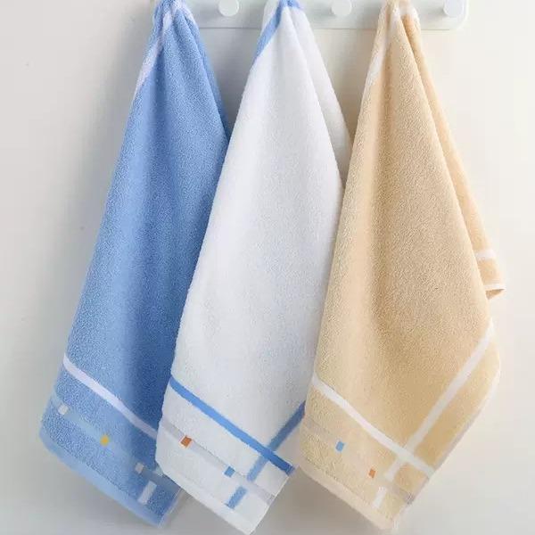 タオル フェイスタオル 綿100％ 吸水性 やわらかい 無地 ブルー 薄茶色 ホワイト パープル 70cm×35cm