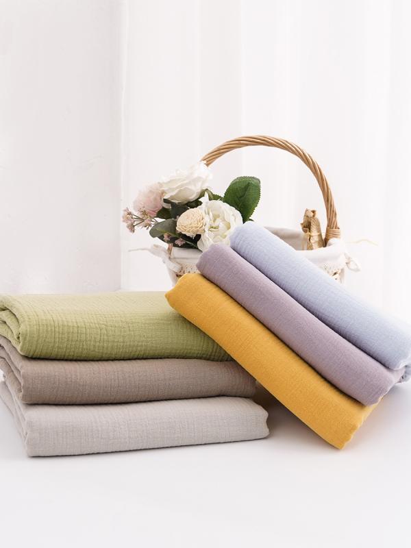 ベビー バス タオル 綿100% 2重ガーゼ 吸水 速乾 無地 赤ちゃん ブランケット 生地 米白 半米価 浅ブル..