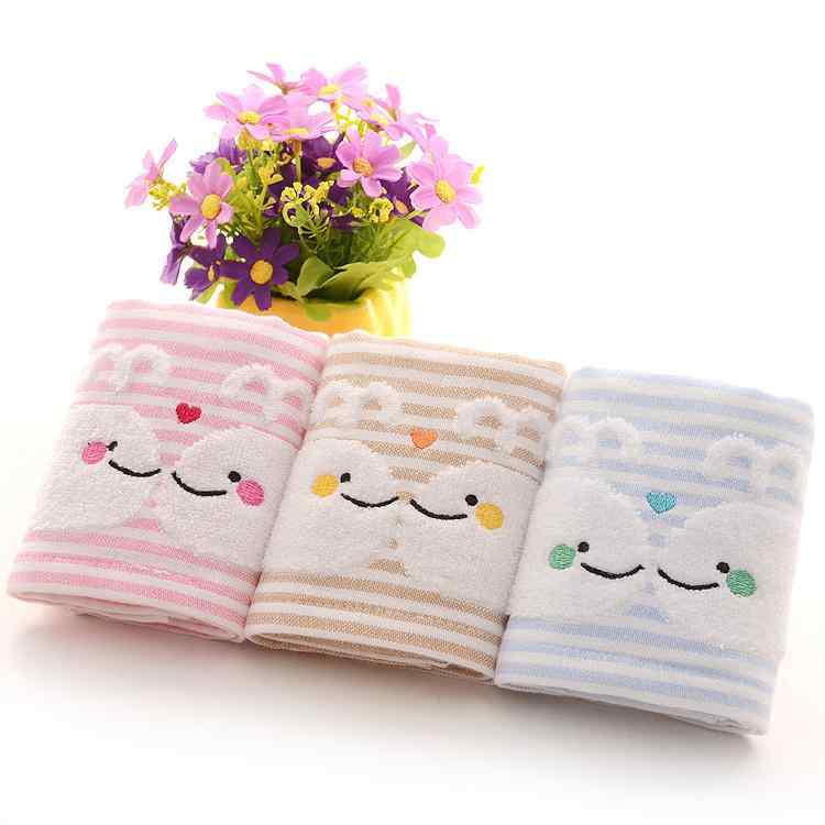 ベビー・キッズ バスタオル コットン100% 吸水性 刺繍入り ピンク ブルー ブラウン 50cm×25cm