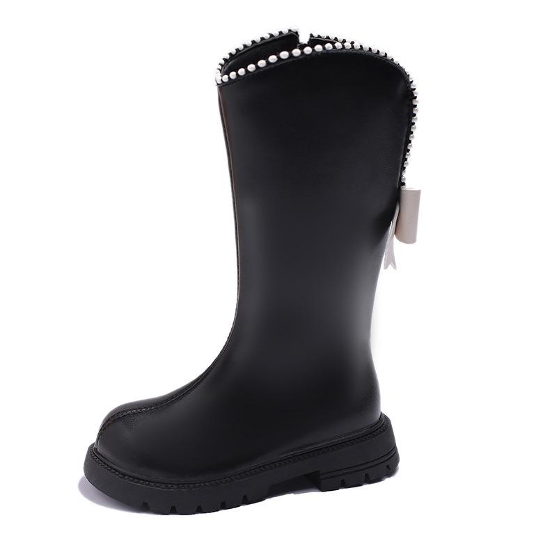 ブーツ キッズ 女の子 子供用 ロングブーツ 秋冬 暖かい ハイカット サイドジップ 超繊细皮 かわいい おしゃれ ブラック ベージュ