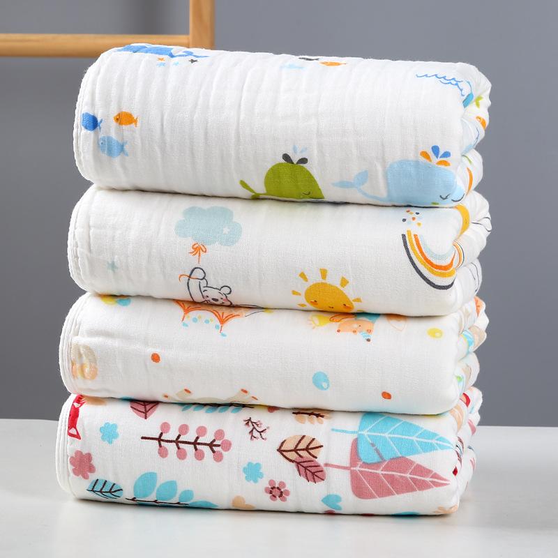 ベビー バス タオル 6重ガーゼ A类 全綿 綿100% 吸水性 子供用 おくるみ 110x110cm ランダム柄 五彩汽..