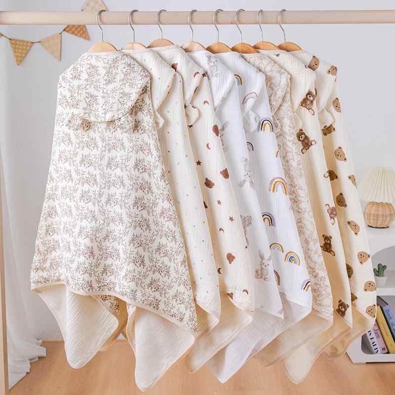 ベビー バスローブ ケープ タオル フード付き 綿100% 柔らかい 吸水速乾 無撚糸 パイル地 刺繍 アニマ..