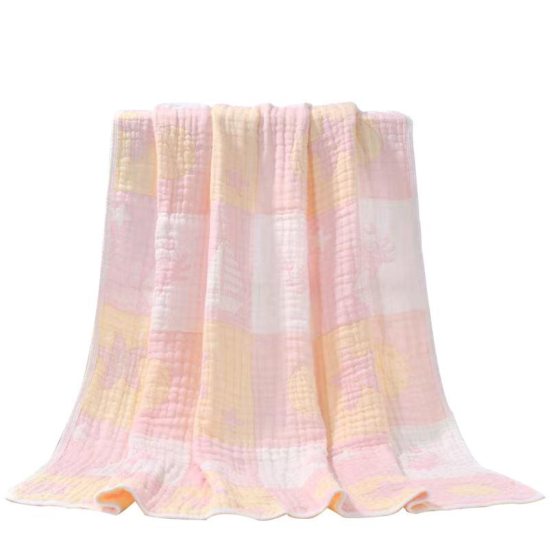 ベビー バス タオル おくるみ 6重 ガーゼ 綿100％ 吸水 速乾 柔らかい かわいい 格子柄 キリン 海底