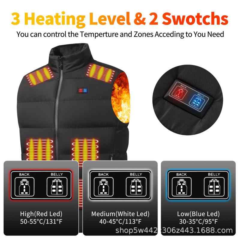 楽天Tanzanベスト 男性用 発熱ベスト 立襟 あったか チョッキ 防寒着 部屋着 アウトドア 普段使い 秋冬 ブラック ポリエステル