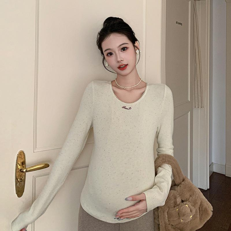 マタニティ トップス 秋冬 長袖 妊婦服 チュニック カットソー かわいい 暖かい ゆったり ラウンドネッ..