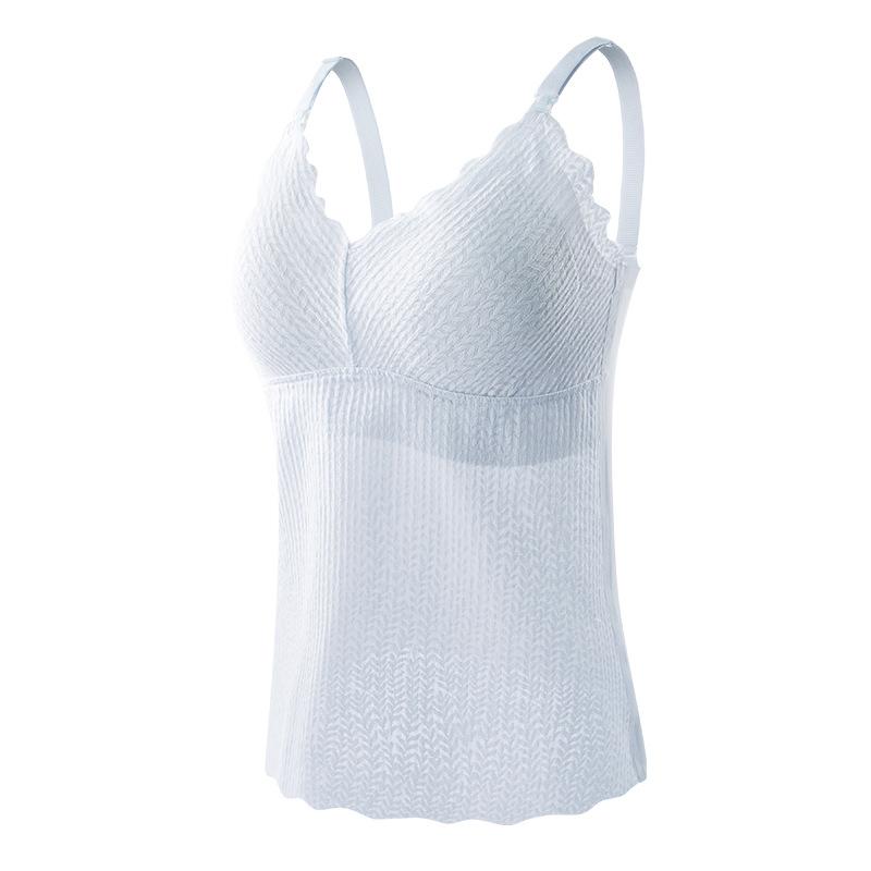 授乳キャミソール レース 麦の穂柄 薄手 通気性 伸縮性 マタニティ 授乳服 快適 部屋着 Tシャツ カットソー ノースリーブ Vネック 産前 産後 妊婦 リラックス M L XL 2XL 接触冷感 伸縮性