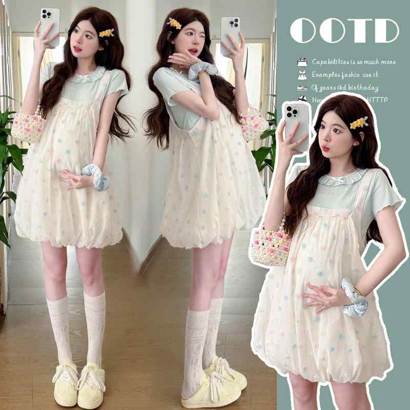 ワンピース レディース マタニティ 春夏 Tシャツ セットアップ 花柄 膝丈 ゆったり かわいい 妊婦服 部..