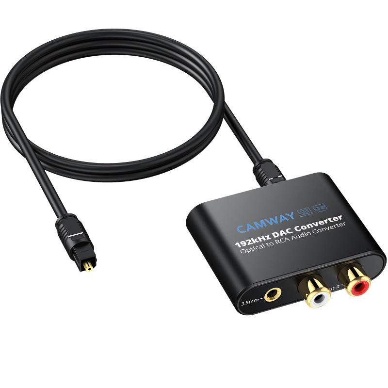 CAMWAY 192kHz 光デジタル アナログ 音声変換器 DAC変換器 SPDIFからRCAへ 光デジタル 変換 Toslinkから3.5MMへオーディオ コンバーター RCAオーディオアダプター HDTV セットトップボックス DVD/ブルーレ