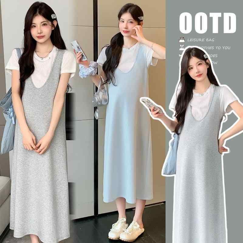 マタニティウェア 春夏 半袖Tシャツ チュニックワンピース セットアップ 綿混紡 ゆったり 妊婦服 授乳..