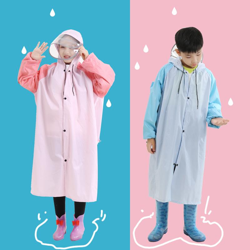レインコート キッズ 子供用 大童 学生 リュック対応 ダブルブリム ワンピースタイプ 女の子 男の子 オ..