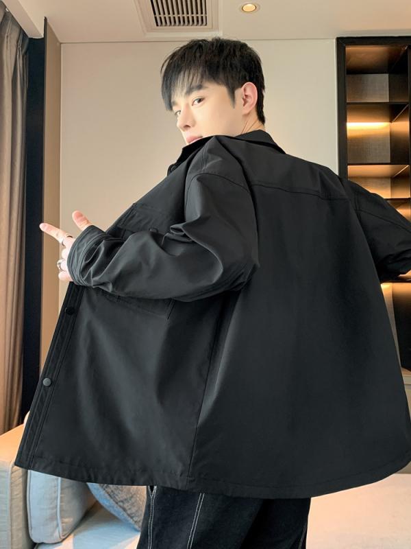 シャツ メンズ 防水 撥水 ジャケット ブルゾン ジャンパー アウター ライトアウター スプリングコート 襟付き 合体型 長袖 普段使い カジュアル シンプル シャンパン ホワイト ブラック モカ ブラウン グリーン