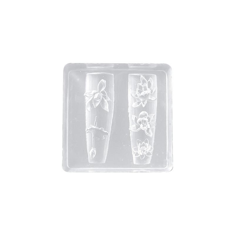 ネイルパーツ 立体 3D シリコンモールド レジン ネイル デコレーション 花柄 蓮の花 睡蓮 ホワイト 中..