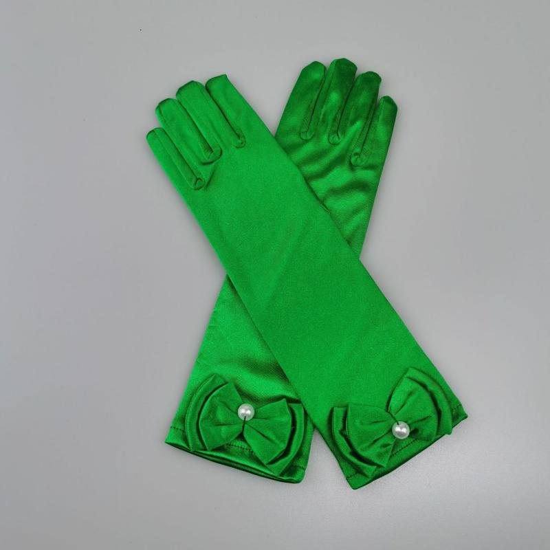 手袋 キッズ 子供用 発表会 プリンセス ドレス コスチューム 礼装 舞台 ダンス 伸縮性 サテン生地 イエ..