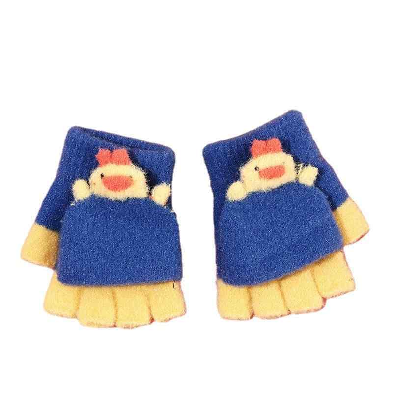 手袋 キッズ 子供用 4歳 5歳 6歳 7歳 手袋 秋冬 ベルベット あったか ハーフフィンガー 指なし ミトン カバー付き かわいい 黄色 青 ピンク ワインレッド 紺色