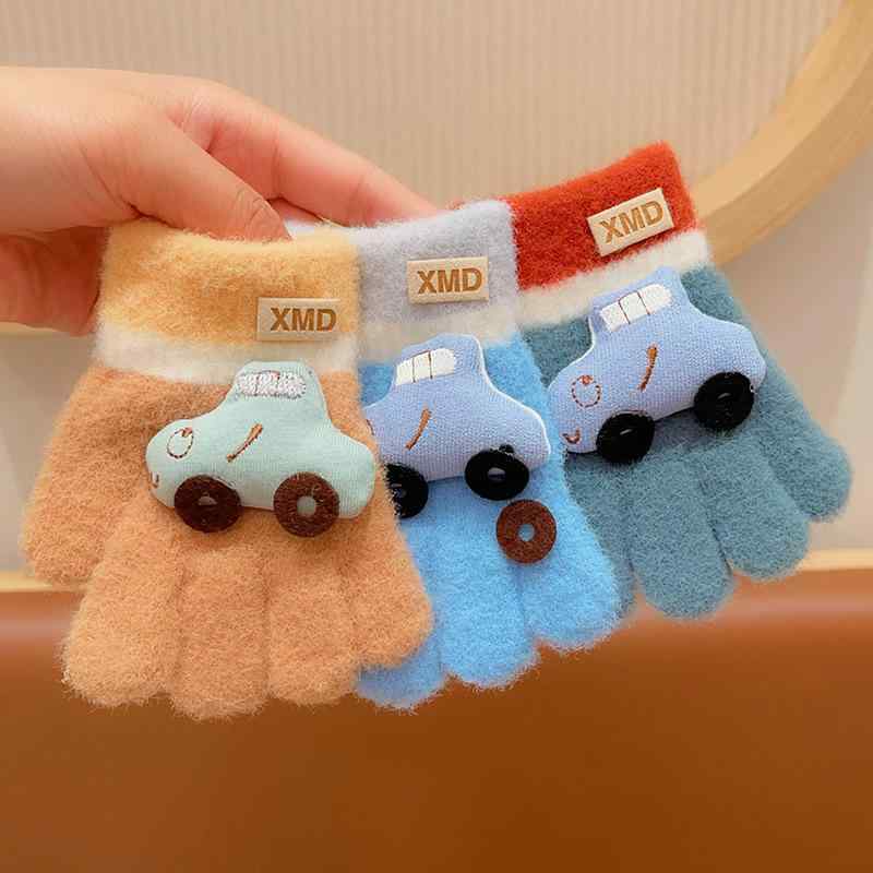 手袋 キッズ かわいい 車柄 手袋 子供用 男の子 女の子 秋冬 防寒 暖かい グローブ ベージュ カーキ ブ..