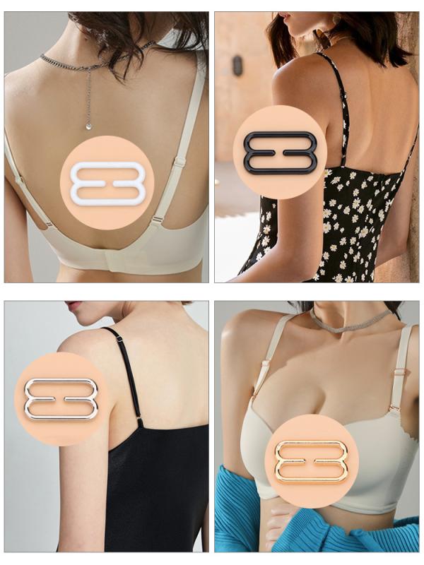 インナーアクセサリー 肩紐 調整パーツ アジャスター 内衣扣 8字型 取り外し可能 金属製 留め具 白色 ..