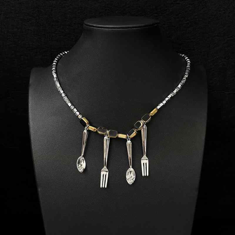 ネックレス レディース Y2K 個性的 フォーク スプーン 合金 鎖骨 チェーン チョーカー アングラ サブカ..